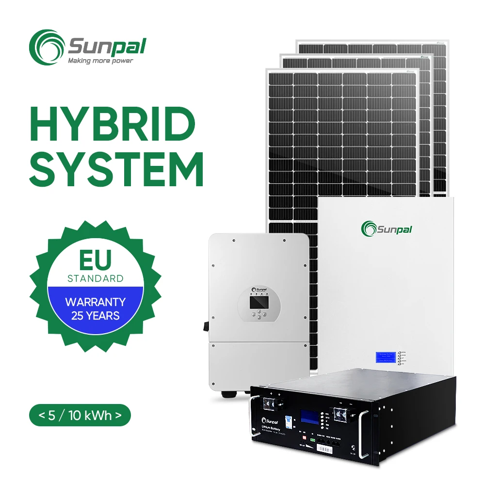 Sunpal Complet Photovoltaic Off Grid Monokristaline Solar Panel System 5000W 5Kw 10Kw Full Home Solar Energy Power Kit Price