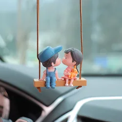 Car Interior Pendant Decor Cute Kiss Couple Swing Action Figure Hanging Gadget Auto Rearview Mirror Woman Ornaments Accessories