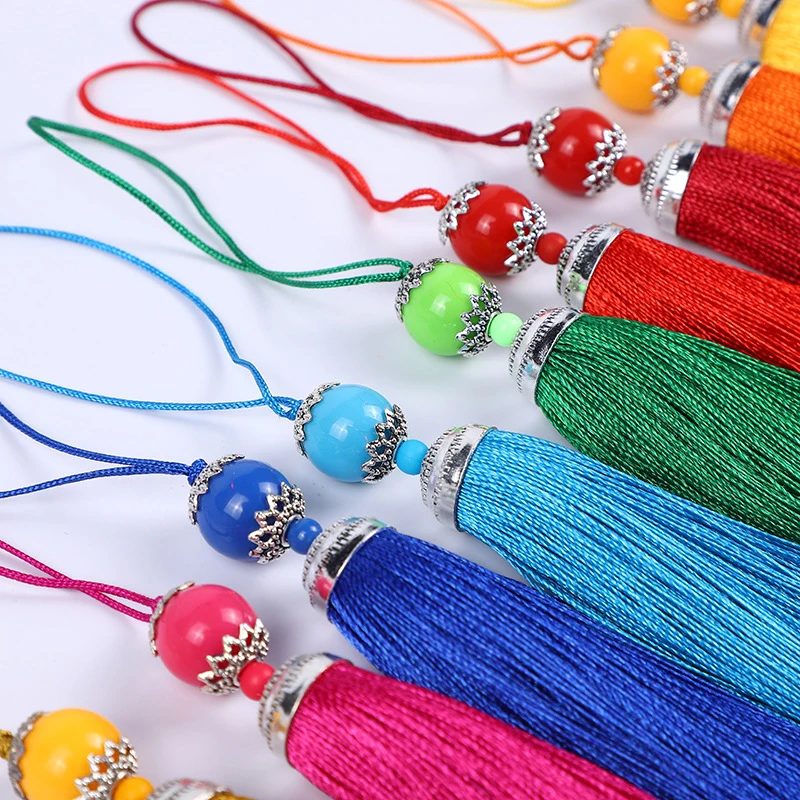 2/5/10Pcs 8CM Polyester Silk Beads Tassel Fringe Brush Tassels Trim Crafts DIY Necklaces Jewelry Finding Key Chains Accessories