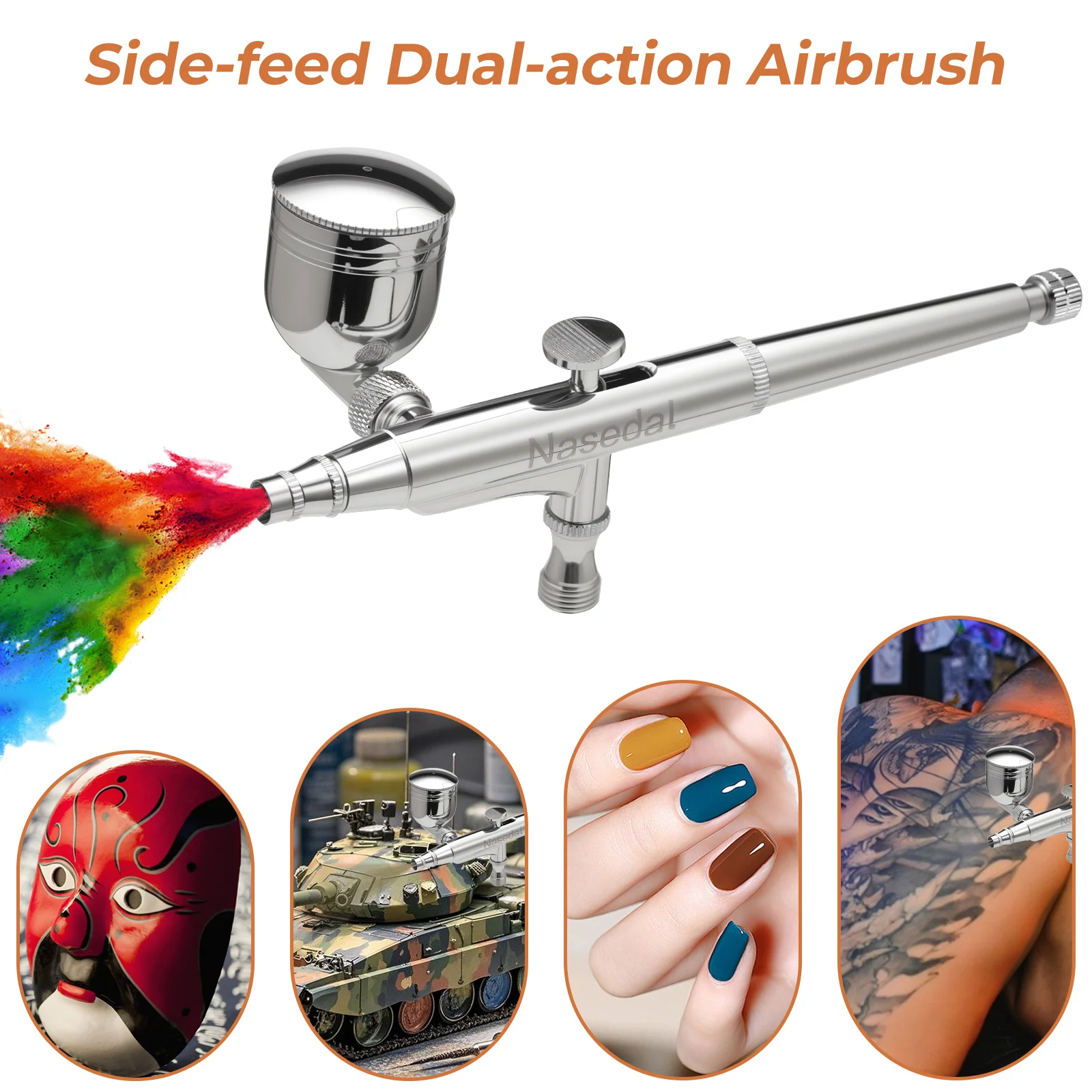 

Nasedal Side Feed Airbrush 0.3mm Dual Action with Removable Cup for Gundam Gunpla Painting Car Tattoo Art Craft Tool NT-132D