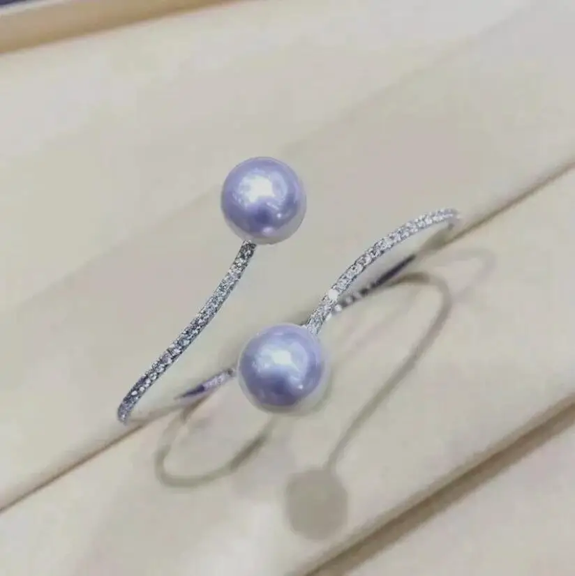 

Gorgeous AAAA 9-10mm Round South Sea White pearl bracelet 925S