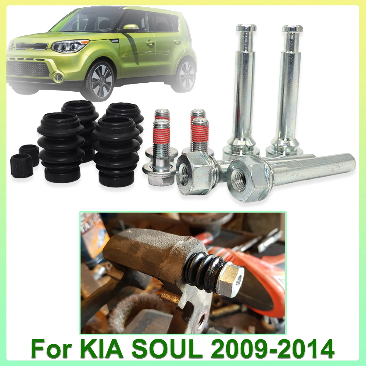 

Front Left Right Brake Caliper Cylinder Slider Guide Pin For Disc Housing Bolts Rubber Bushing Boot Seal FOR KIA SOUL 2009-2014
