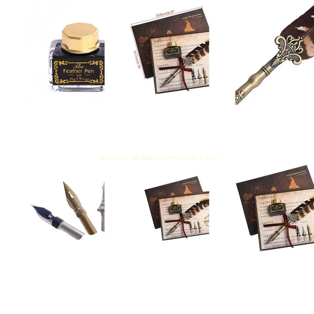 Pluma pluma Vintage con 3 puntas, bolígrafos hechos a mano, accesorios regalo para niños y adultos, imagen