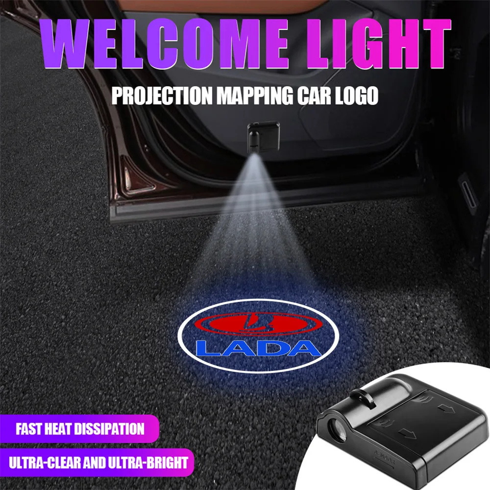 Car LED Car Door Projector Lamp Laser Welcome Courtesy Lights Decoration For Lada Priora Sedan Vesta Largus Granta Niva 4x4 Xray