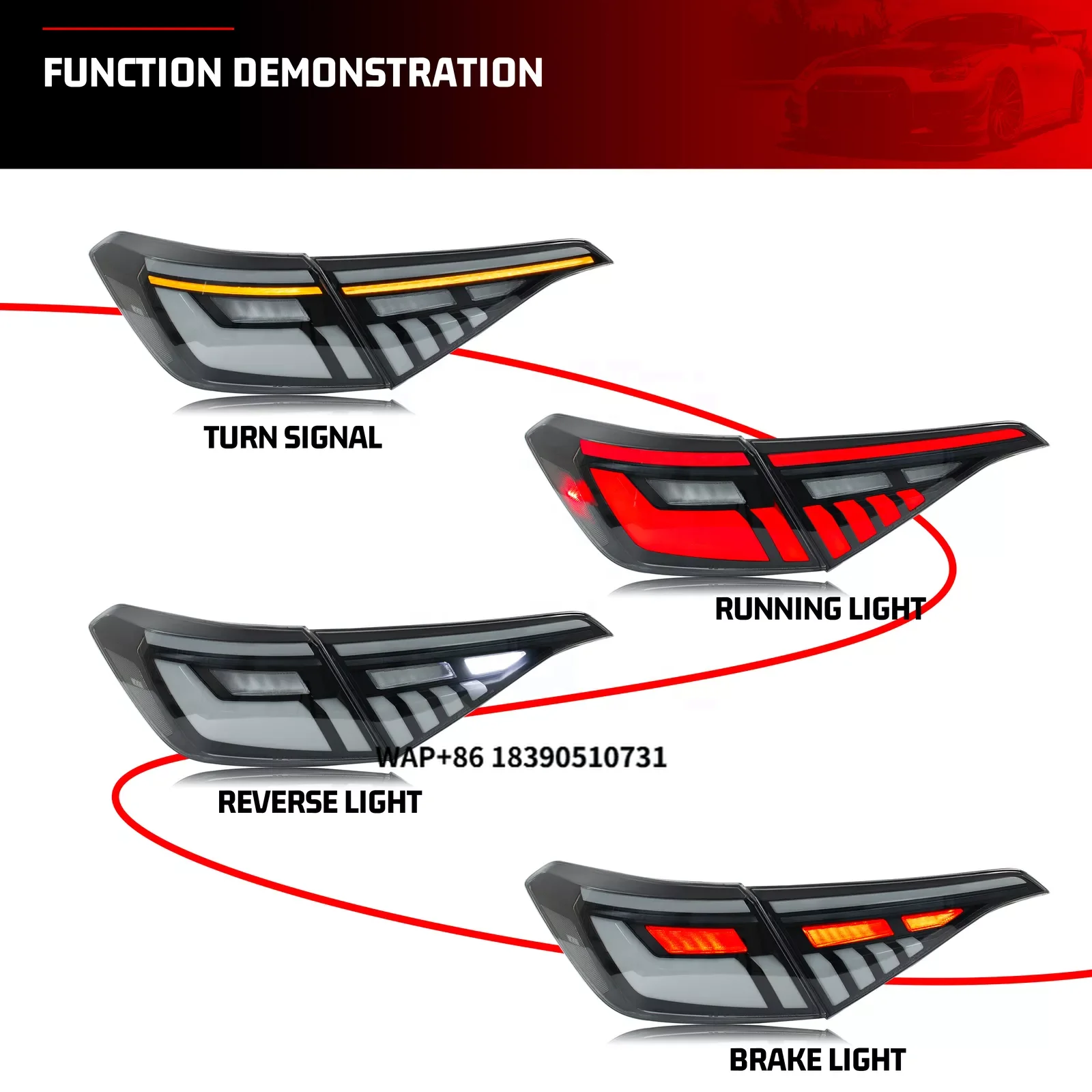 

Auto Part Car LED Lamp Tail Lights for 2022 2024 11Th GEN Sedan Dynamic Turn Signal DRL Brake Assembly