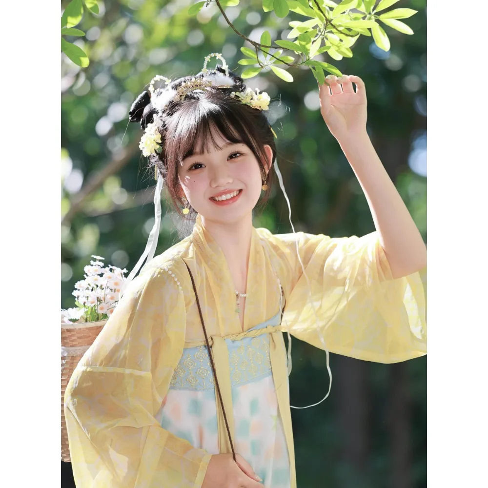 Spring and summer laurel embroidered chest-length skirt, restoring the national style and fresh Hanfu, small one-piece suit