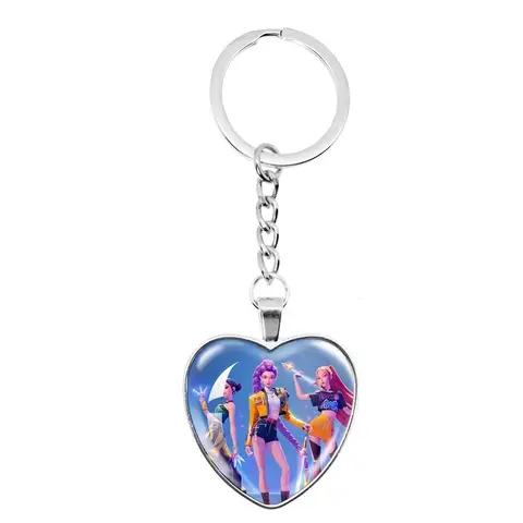 KPop Demon Hunter anime cute keychain children fashion jewelry accessories gem peach heart necklace girl holiday gift