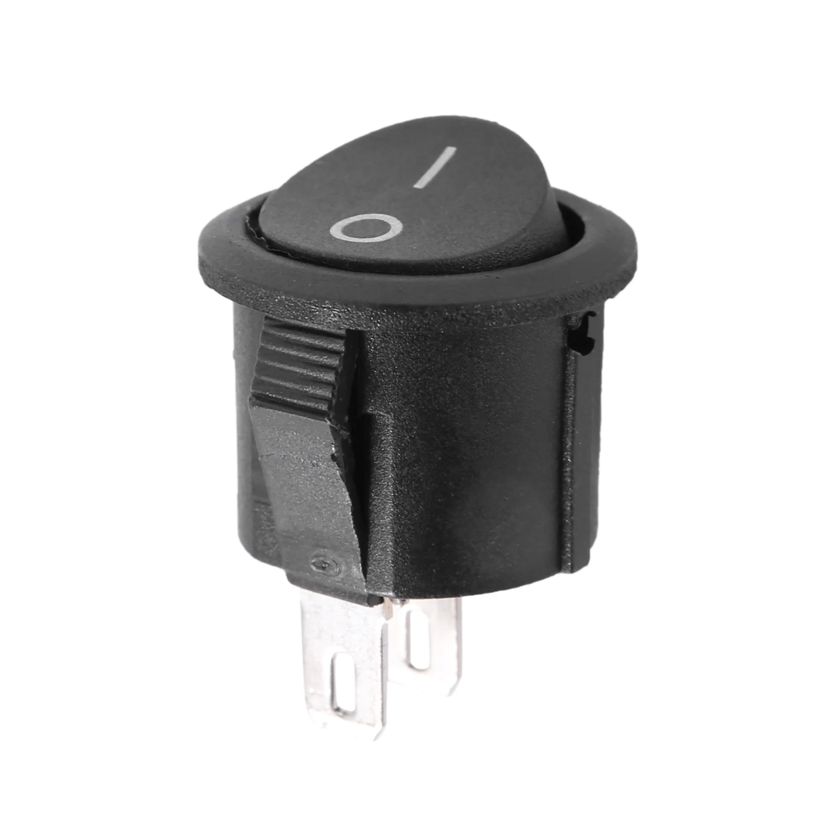 Interruptor On e Off Rocker SPST, Botão Preto, Redondo, AC 6A, 125V, 3A, 250V, 5 Pcs