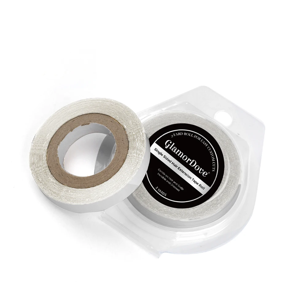 GlamourDove 3Y ม้วนเทปด้านเดียวสําหรับเทป Weft & เทปต่อผม, กันน้ํา, Strong Hold, ที่มองไม่เห็น, Easy Cut Tape