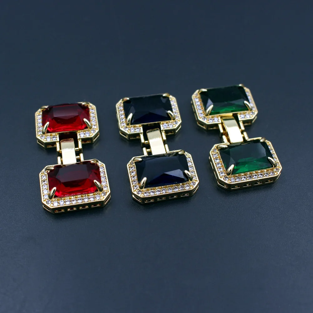 3pcs Red Green Cubic Zirconia Clasps DIY Jewelry Accessories Fit Multi Strand Pearl Bracelet Necklace Bag Belt Clasps Closures