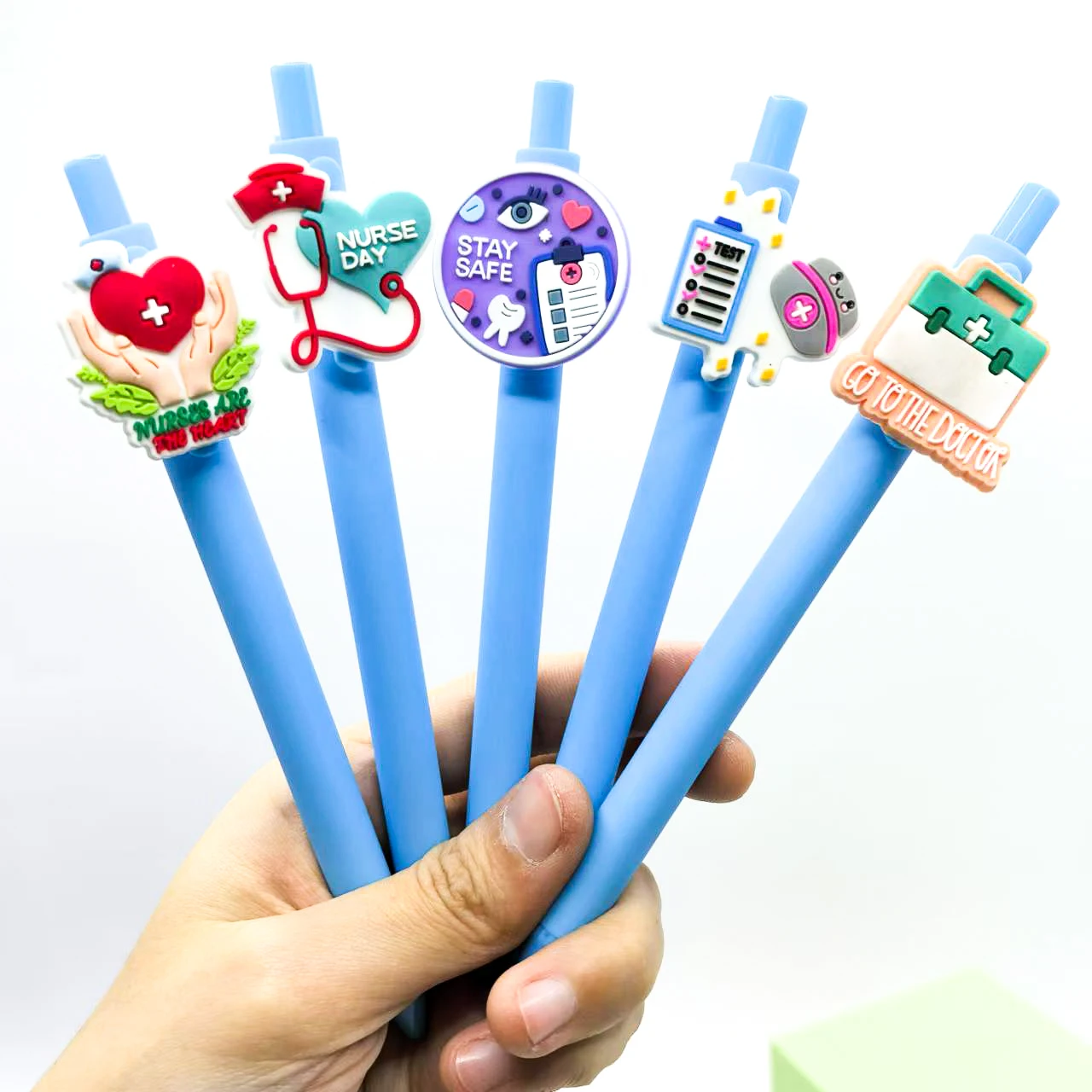 10 قطعة قلم طبيب قلم طبي إبداعي من مادة PVC قلم طبيب ممرضة قلم حبر جاف خاص قلم إعلان