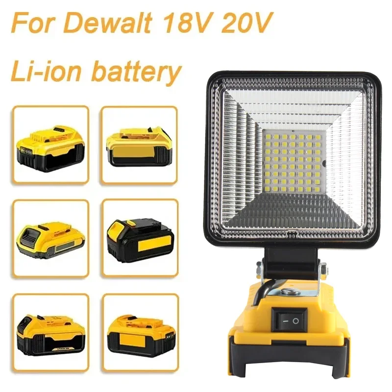 

4-Inch Adjustable Floodlight USB Type-C Rechargeable LED Work Light Outdoor Emergency Lamp For Makita/Dewalt/Milwaukee 18v-21v