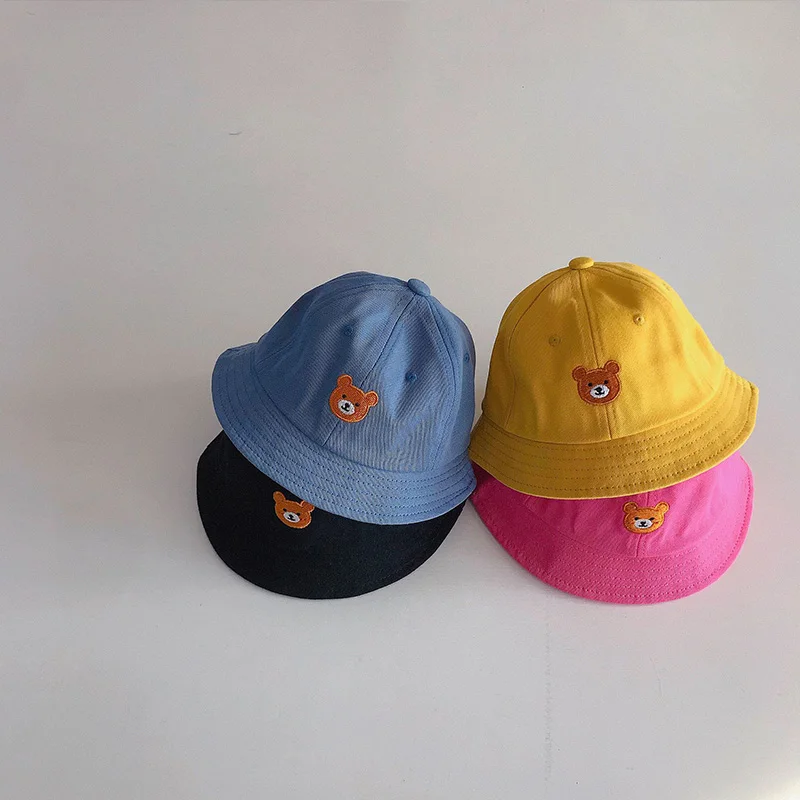 

Корейский Медведь, детская Рыбацкая Кепка, милые уличные солнцезащитные козырьки для мальчиков и девочек, однотонные Детские кепки для раковины, хлопковая детская Панама, 모자 자