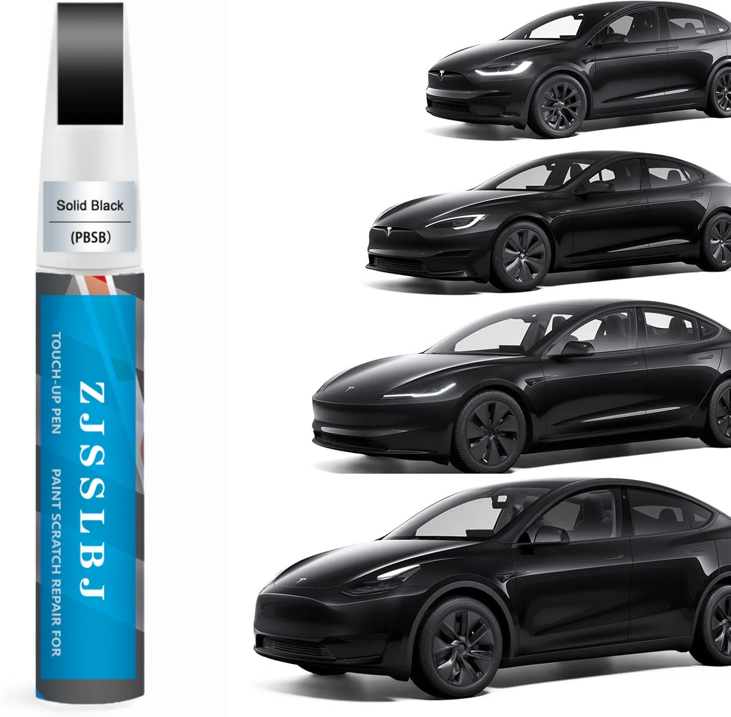 Car Touch Up Paint(Solid Black(PBSB)) for Tesla Model Y/3/S/X, 2 in 1 DIY Car Paint Scratch Repair Kit with Pen Tip & Brush, Scr