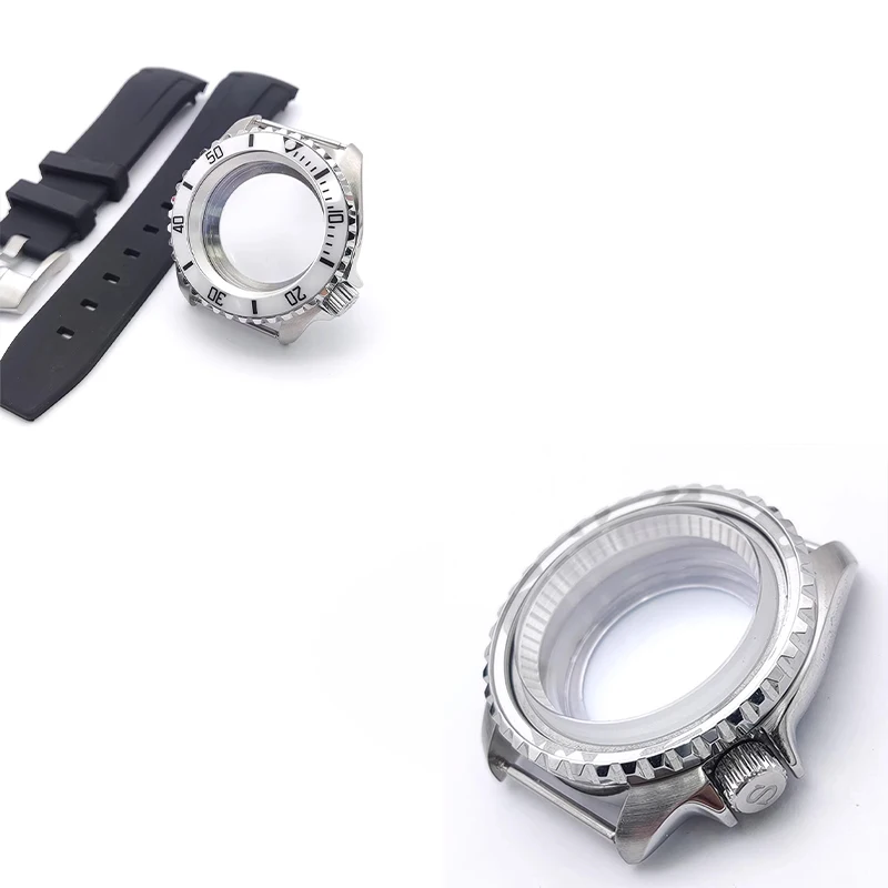 

42mm NH35 Case Dome Sapphire Glass Installed Rubber 22mm Strap Fits NH35 NH36 4R 6R 7S Movement Dial Bezel Insert Men Case Refit