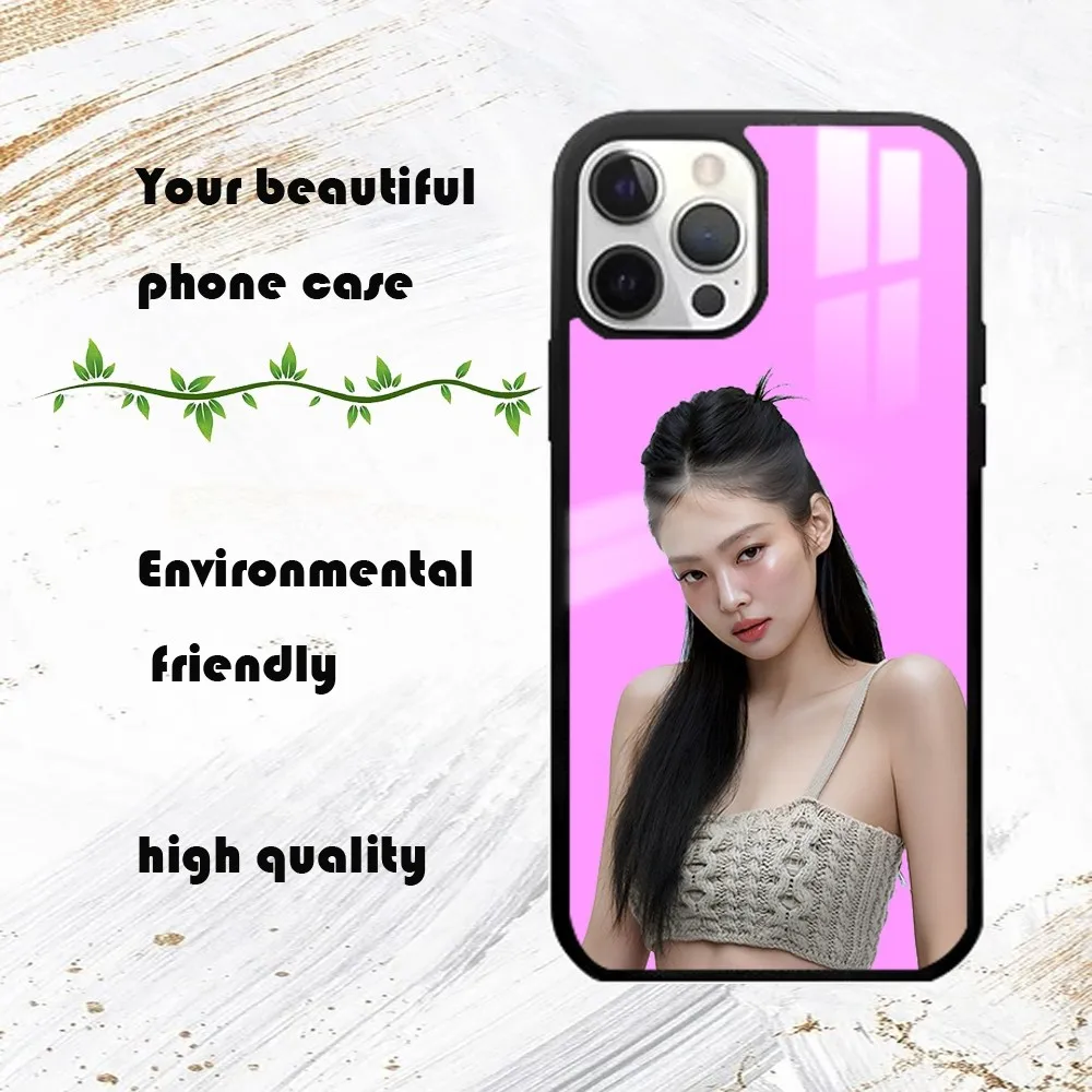 Kpop J-Jennie K-Kim Phone Case For iPhone 16 15 14 13 12 11 Pro Max Plus Mini PC Fashion mirror phone case