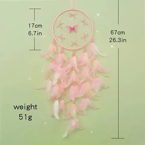 ड्रीम कैचर, सुरुचिपूर्ण हाथ से बुने हुए गुलाबी पंख, विंड चाइम, दीवार पर लटकाने वाले शयनकक्ष के आभूषण, जन्मदिन के उपहार, घर की सजावट 10 best sales पवन झंकार - №2