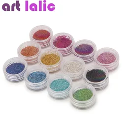 12pcs Mini Caviar Beads 0.8mm Pearlescent Nail Art Rhinestones 3D Charm Decorative Accessories for Crafting