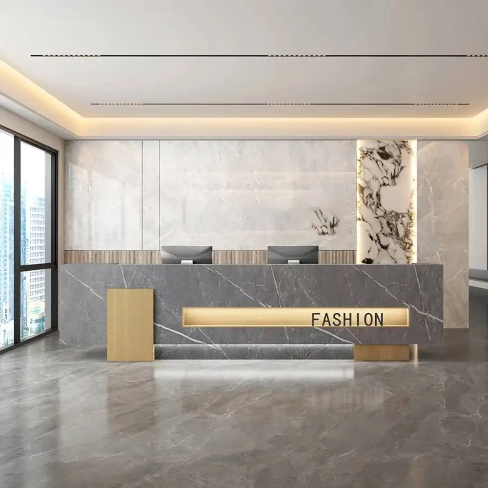 

Desks Glamour Modern Reception Nordic Glamour Aesthetic Simple Bar Counter Cabinet Unique Luxury Mostrador Commercial Furniture
