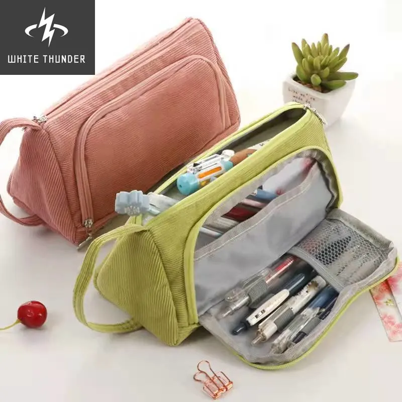 Large Capacity Kawaii Cute Tutorial Bag Case Pouch For Students Simple Canvas Pencils Gel Pens Bag Lovely Case Student Pouch New