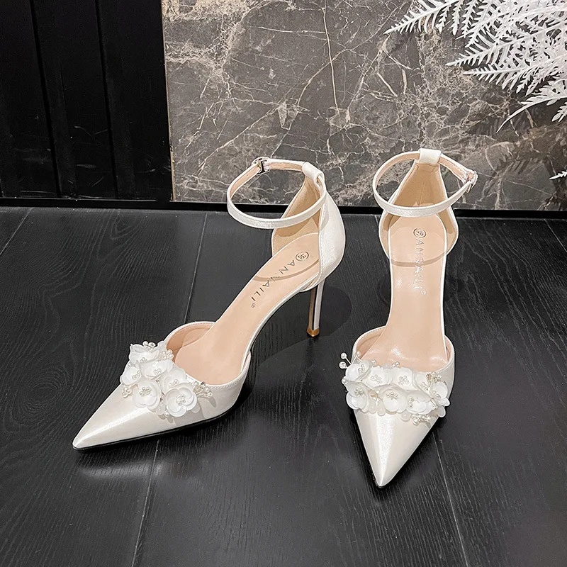 

2024 Sandals Female Shoe Two Weare High Heels Large Size Buckle Strap New Girls Stiletto High-heeled Clear Big Comfort Wedding