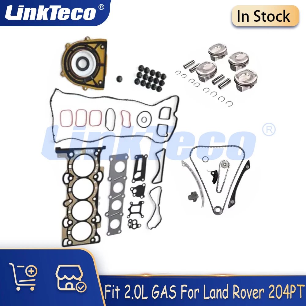 

Engine Parts Head Gasket Set Timing Chain Kit & Piston Set Fit 2.0 L GAS For Land Rover Jaguar XE XF AJ200 2.0T 204PT 2012-2018