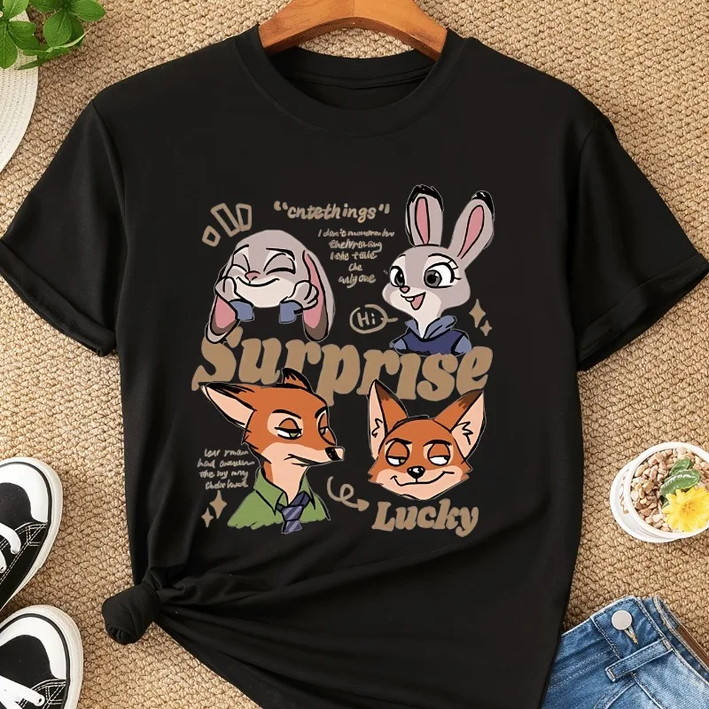 Disney Zootopia Queen Damen T-Shirt Sommer Neue lässige Mode Herren- und Damen-Streetwear