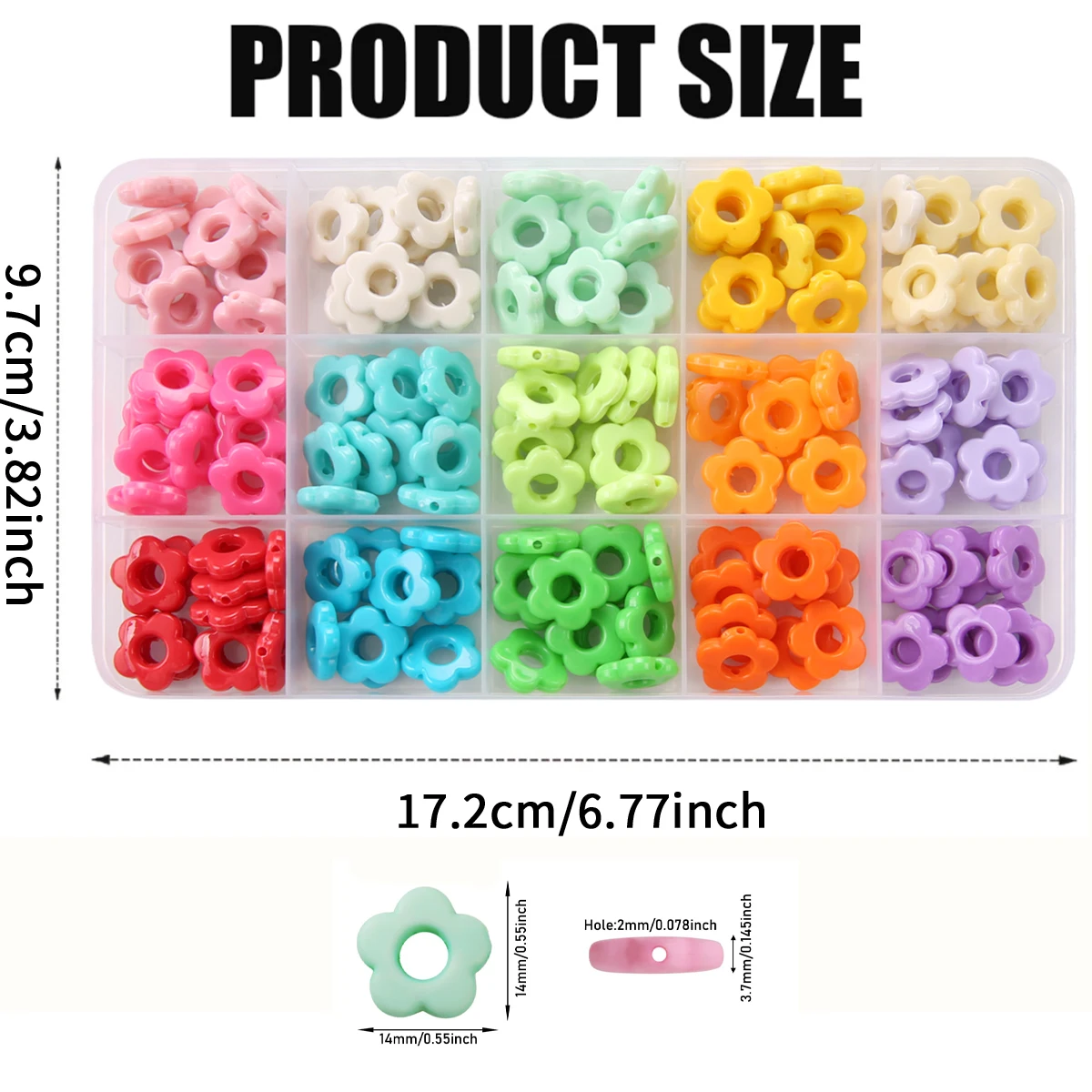 30/150pcs Acrylic Hollow Floral Beads & Spacers (15 Opaque Candy Colors) for DIY Jewelry Making - Rainbow Bracelets, Necklaces