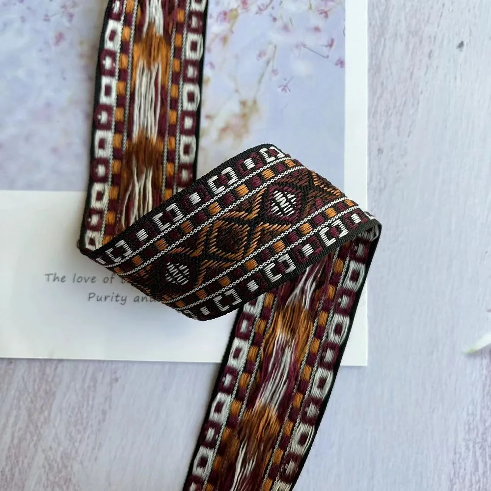 High quality 6 yards/lots Woven Jacquard Ribbon Ethnic lace 3.5-5 cm Garment accessories LS-9453