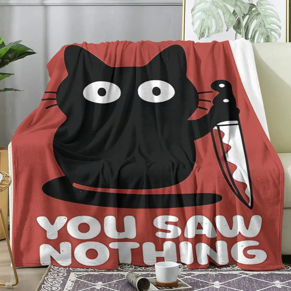 My Kitchen My Rules Cat Throw Soft Flannel AC Blanket Lightweight Summer Nap Throw Cozy  Blanket for Sofa Bed Travel Home
