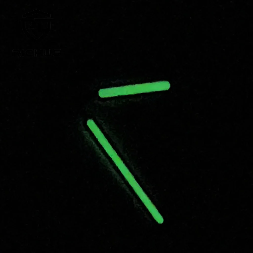 ساعة ريتشوس فضية/ذهبية/زرقاء عقارب خضراء مضيئة تناسب NH34 NH35 NH36 ETA2824 2836 Miyota8215-DG حركة #5