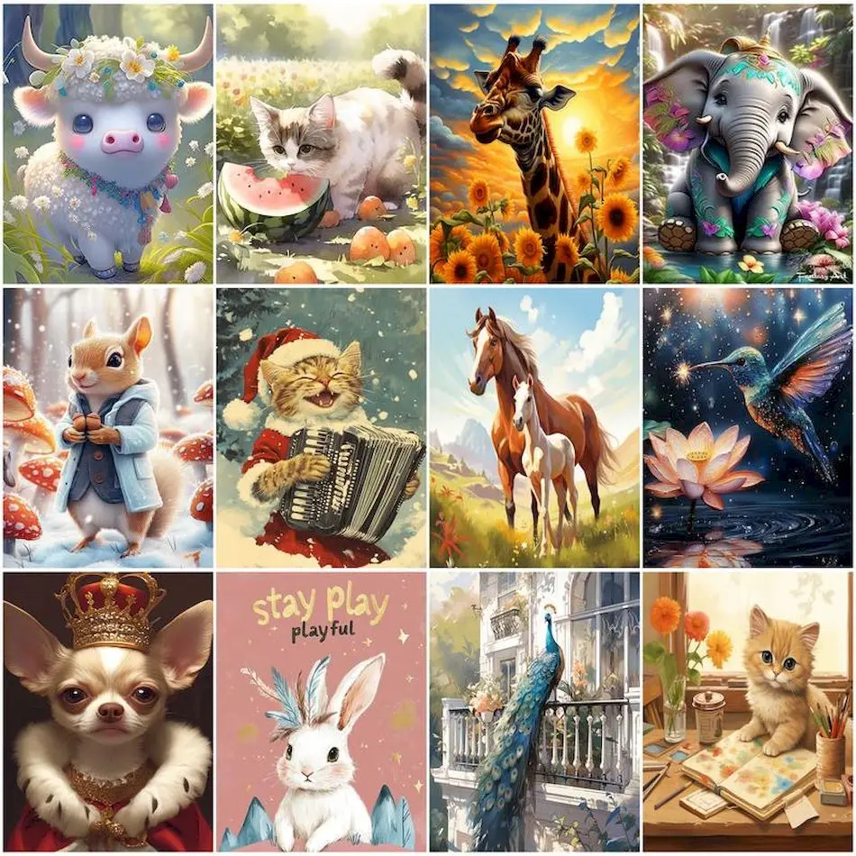 

RUOPOTY Paint By Number Adult Kit Animals Crafts Supplies Adults Handpainted Oil Painting On Canvas Color Markers Diy Crafts Set