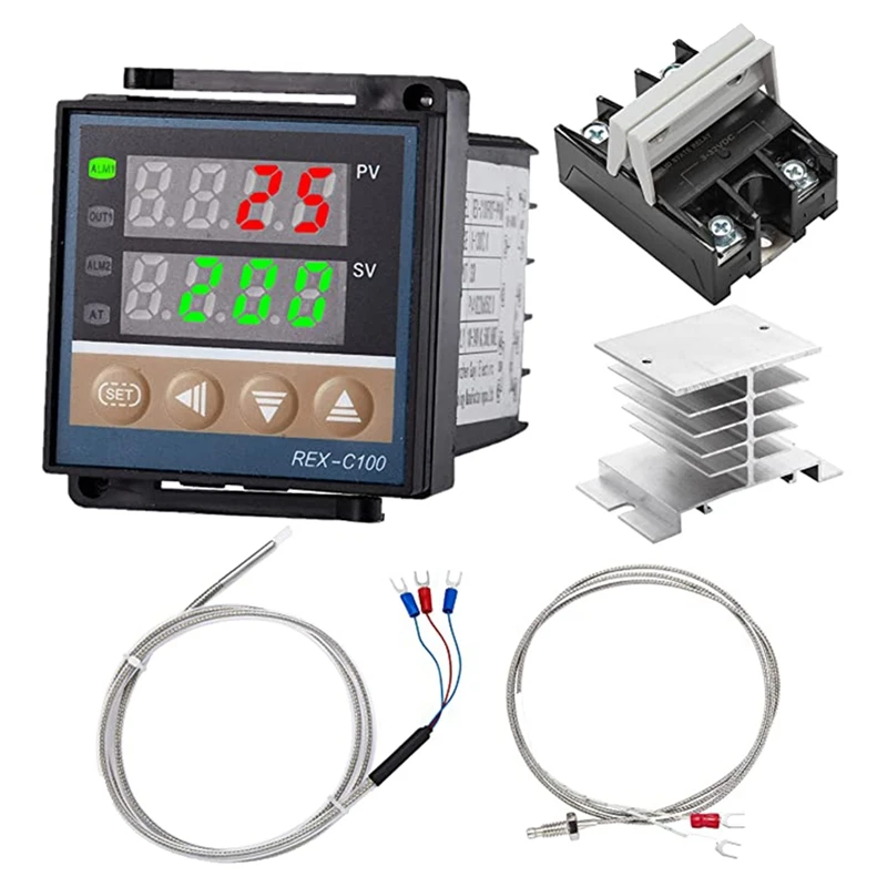 100V AC To 240V AC Fahrenheit And Celsius PID Temperature Controller Accessories With Type K And PT100 Thermocouple