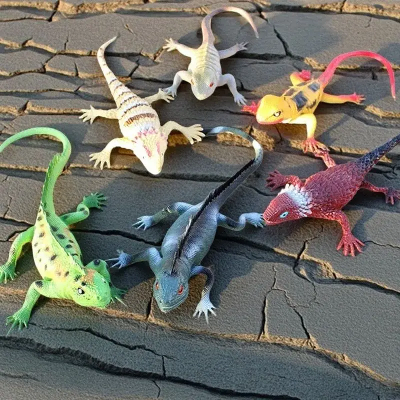 1pcs Soft Rubber Lizard Toy Realistic Squeak Sound Simulation Reptile Desktop Decoration Cognitive Simulation Animal Decoration
