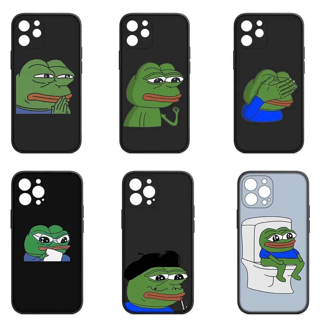 Sad Frog Pepe Funny Phone Cover Case for Apple iPhone 15 14 Plus 13 12 Mini Pro Max XR + 13Pro 14+ 15+ Funda Coque Soft Casing