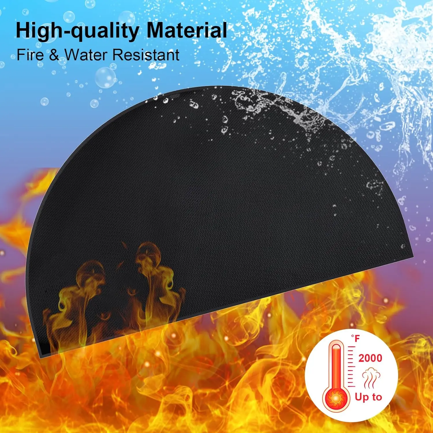 Fireplace Mat Fire Mat, Half Round Fire Guard, Fireplace Mat for Wood Stove, Fireproof Mats, Furnace Mat, Floor Protectors(102 *