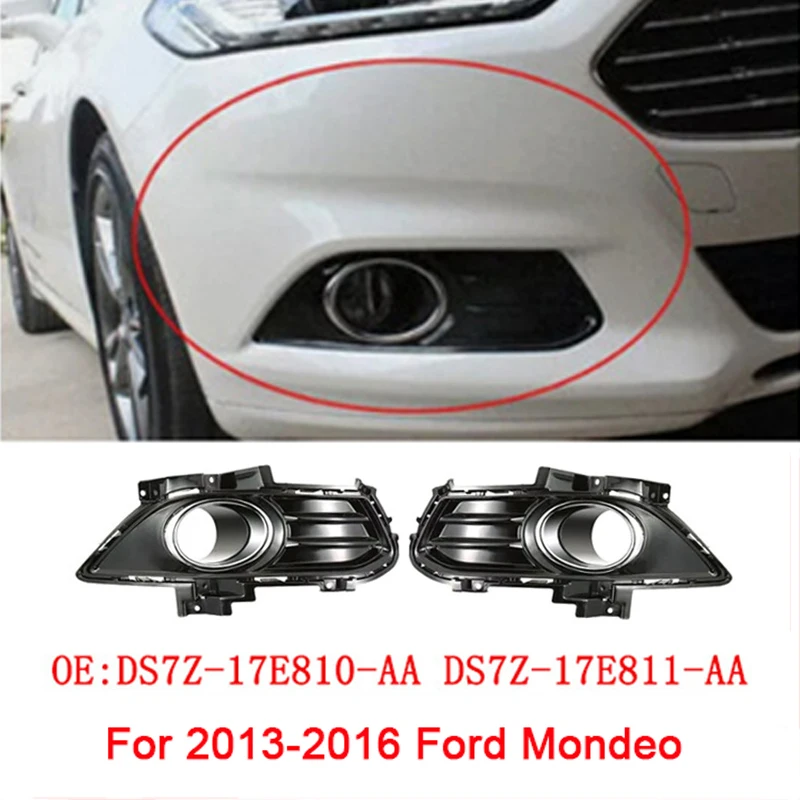 

2pcs ABS Black Car Front Bumper Fog Light Cover Lower Bezels Grille for Ford Mondeo 2013-2016 DS7Z17E810AA DS7Z17E811AA