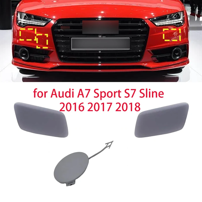 Sem pintura para audi a7 sport s7 sline s-line 2016 2017 2018 amortecedor dianteiro do carro farol arruela reboque gancho de reboque tampa de olho