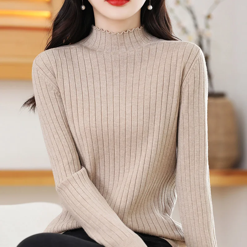 

Autumn and Winter Cashmere Sweater Women Slim-fitting Knitted Pullover Long Sleeve Casual Soft Keep Warm Femme T53