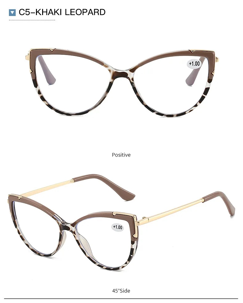 2026 Neue Damen-Lesebrille Hochwertige Blaulichtfilter-Lesebrille Farbblockierende Katzenaugen-Mode Vielseitige Lesebrille – Detail 14