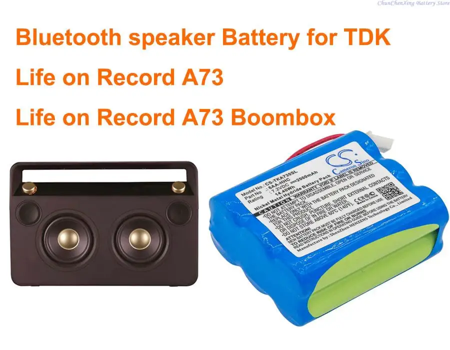 Cameron Sino 2000mAh Battery 6AA-HHC for TDK Life on Record A73, Life on Record A73 Boombox