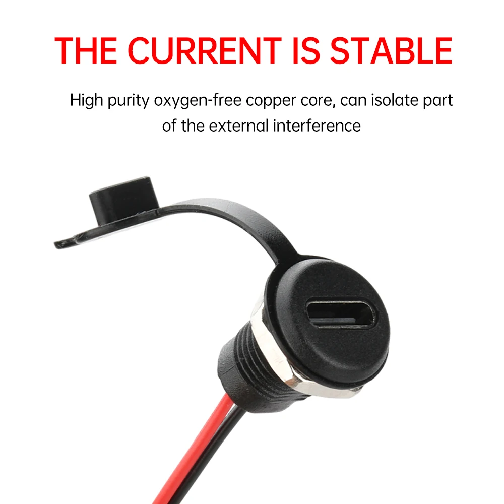 2 Pin USB Type C IPX5 Waterproof Female Chassis Connector Locking Outer Threads Without Terminals White Black Transparent