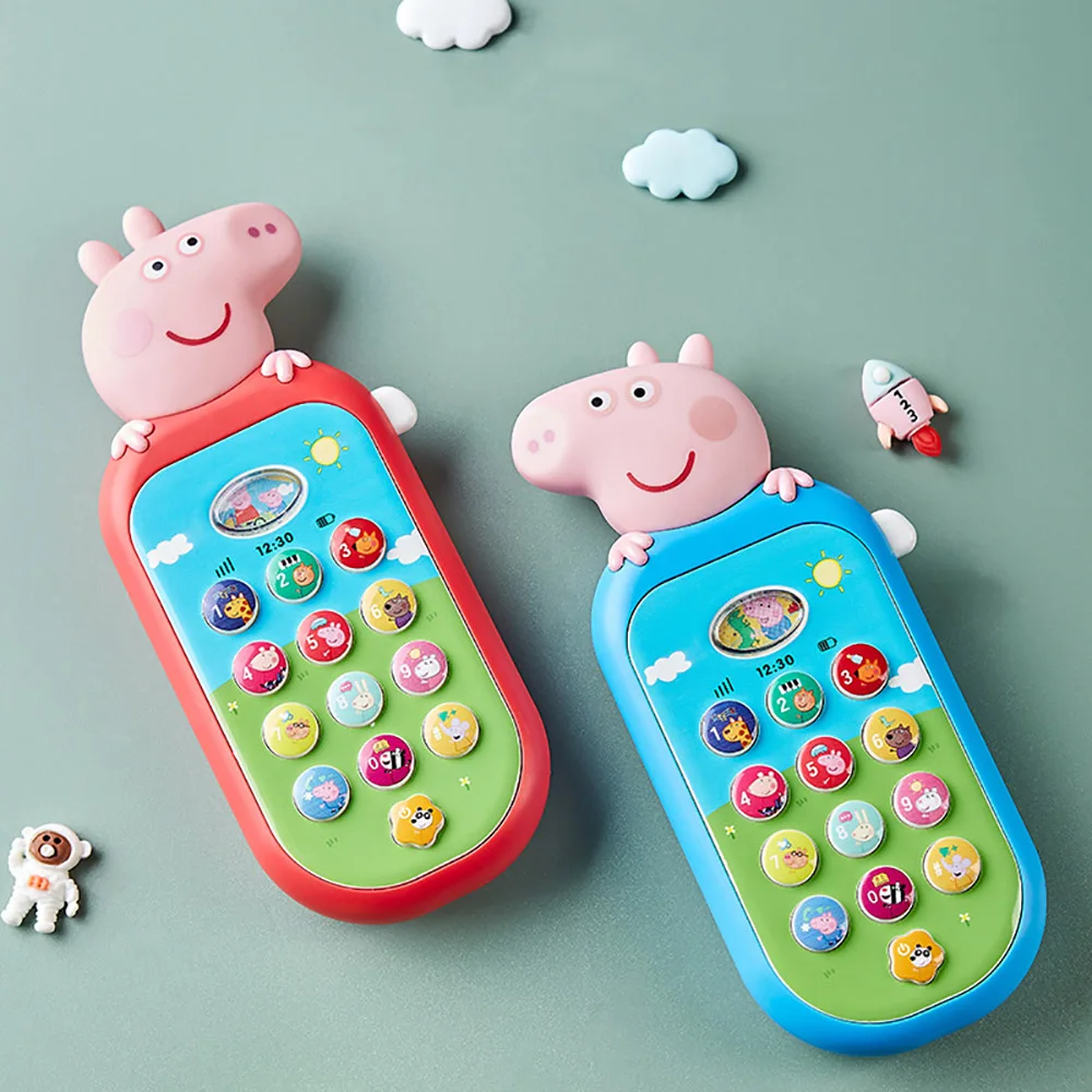 Peppa Pig Peggy Children's Toy Mobile Phone Peggy George Model Puzzle Toy Baby Bite Early Education Simulation Music Phone Gifts