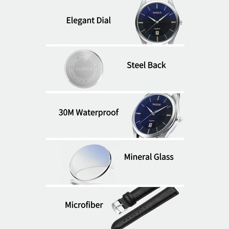 Men's Quartz Watch Basic Collection Series with 41mm Dial and Date Just Calendar Function Microfiber Strap Waterproof 30M