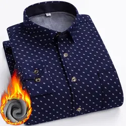 7XL 8XL large size Autumn/Winter men's fleece thickened integrated fleece long-sleeved plaid shirt Business casual warm shirt
