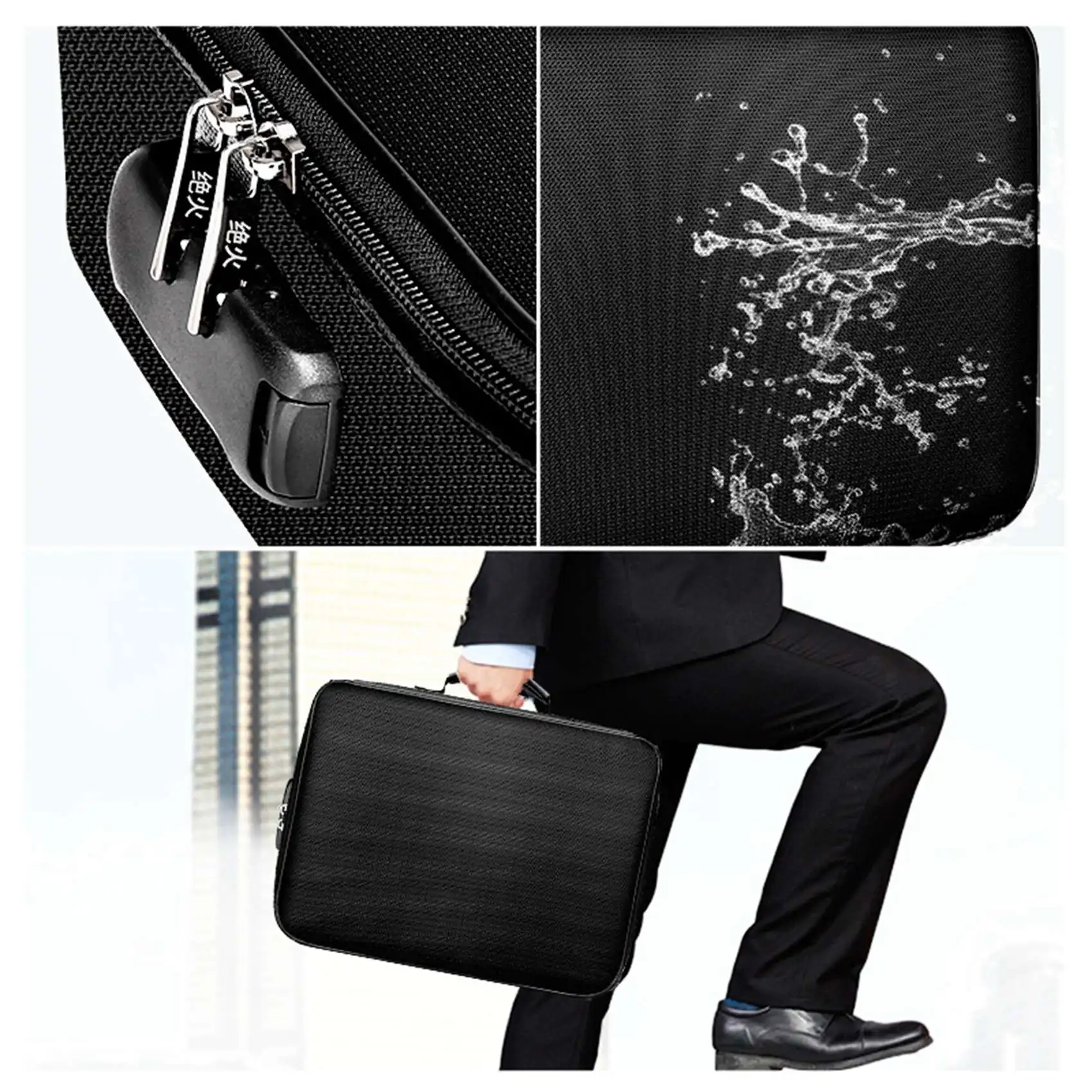 GTBL 2X Fireproof Document Storage Lock Bag,Carry Wallet,Multi-Layer Document Storage,Suitable For Important Documents