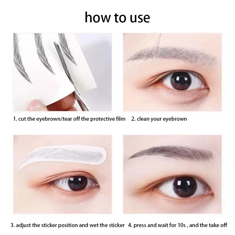 Brown Water-based Hair-liked Eyebrow Tattoo Sticker Waterproof Long Lasting Makeup False Eyebrows Stickers for Brow Grooming