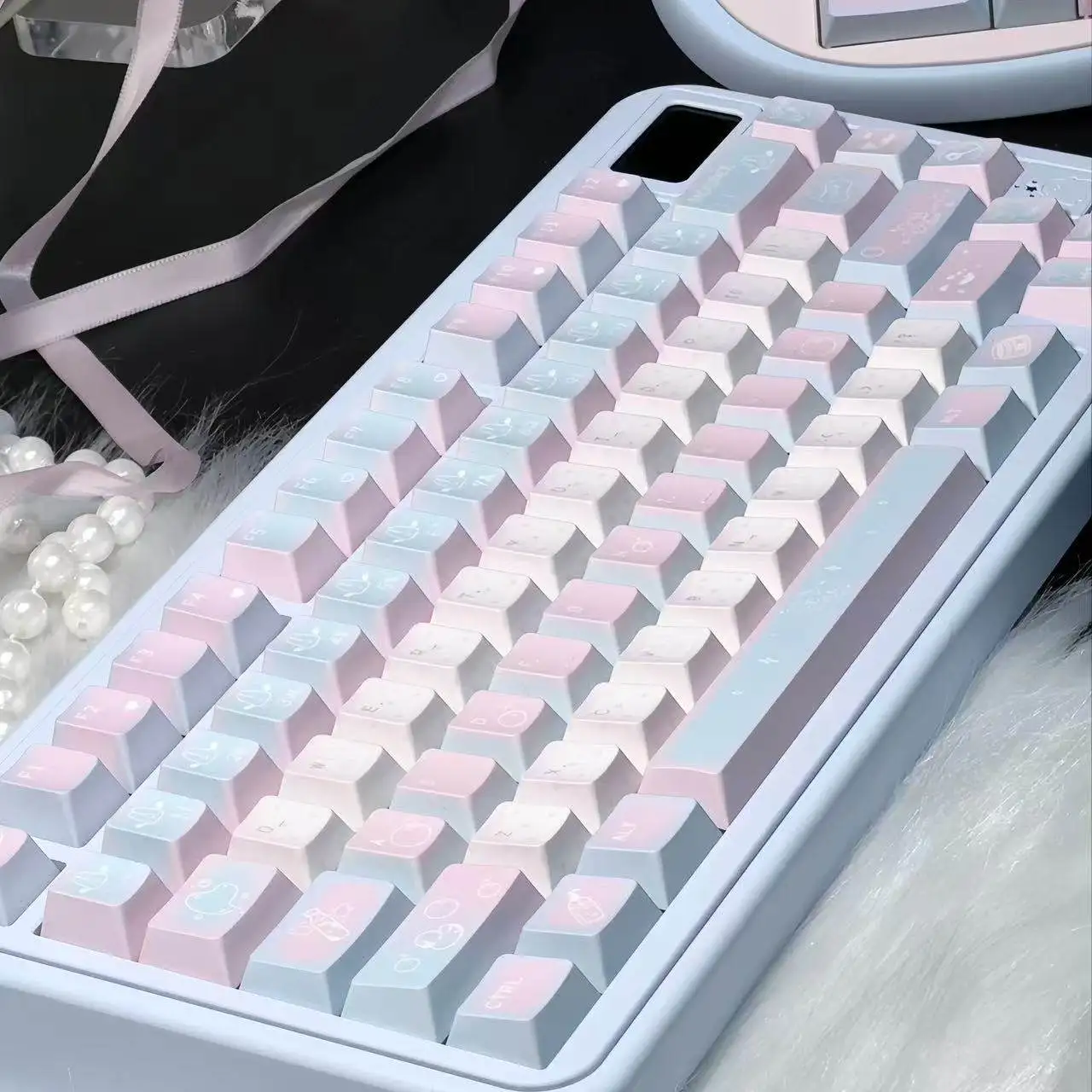 MAIMOOO Keycaps Dreamy Bubbles Personalized Customization Cherry Pbt Sublimation Pink Blue Keycaps 141keys