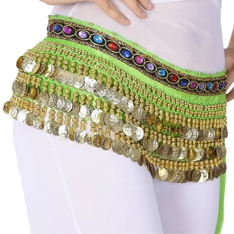 39BD Frauen Bauchtanz Hüfttuch Bauchtanz Gürtel Rock Mit Gold Münzen, Bauchtanz Hüfttuch Tanz Taille Kette – Detail 8