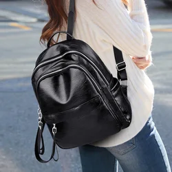 A Casual And Versatile Black Pu Large-capacity Ladies' Shoulder Bag Is Light And Suitable For College Students To Go Out